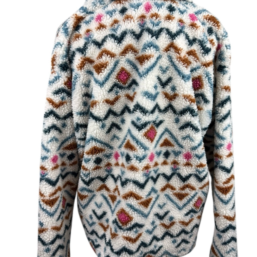 Eddie Bauer Aztec print quarter Zip Pullover fuzzy Fleece XLarge - Picture 3 of 15